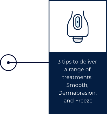 3 tips of Glacial Rx device, smooth, dermabrasion and freeze